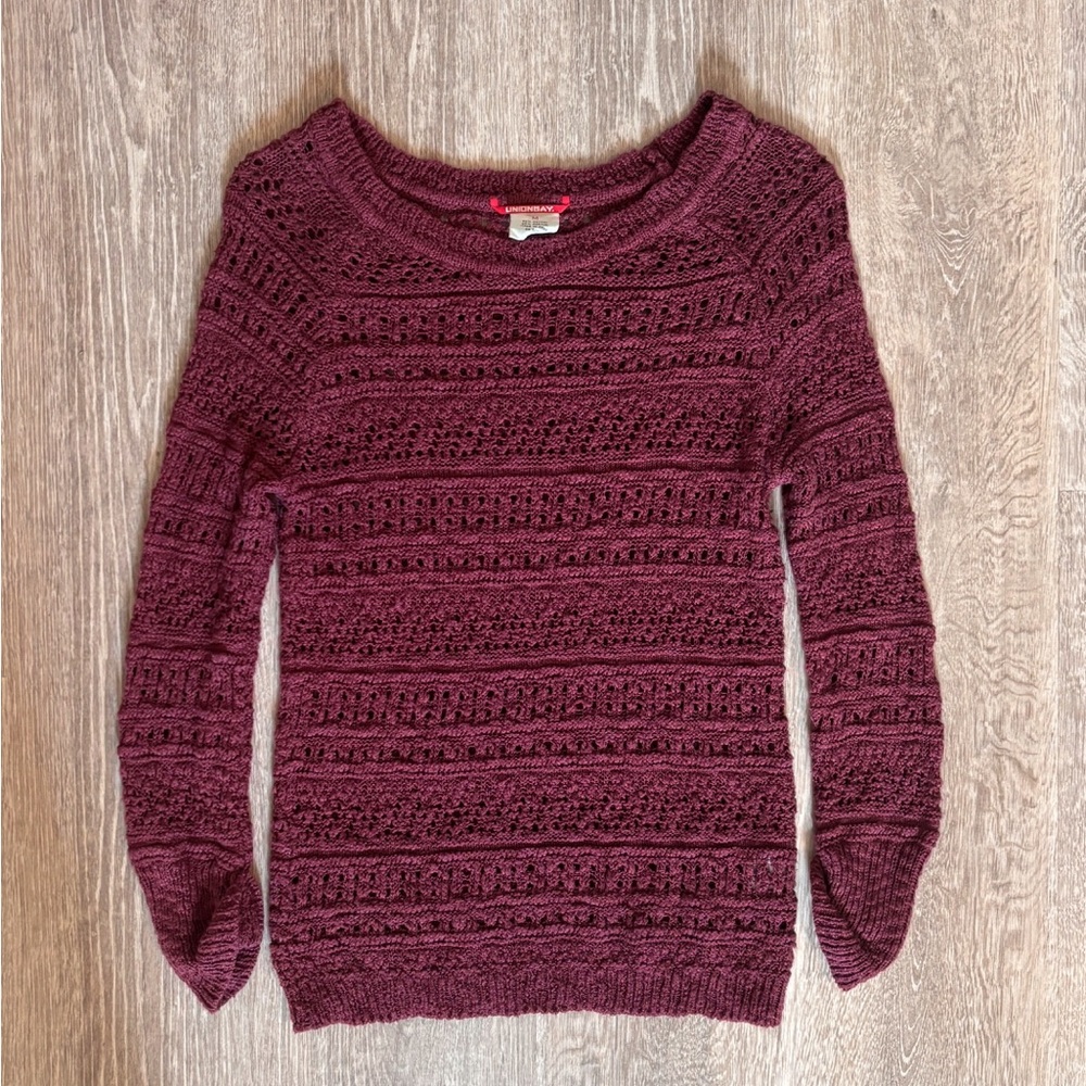 UNIONBAY Maroon Textured Knit Sweater